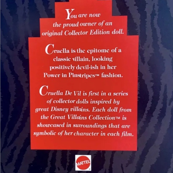 First in a series Great Villains Collection - Cruella DeVil -doll -item# 16295 - Picture 4 of 6
